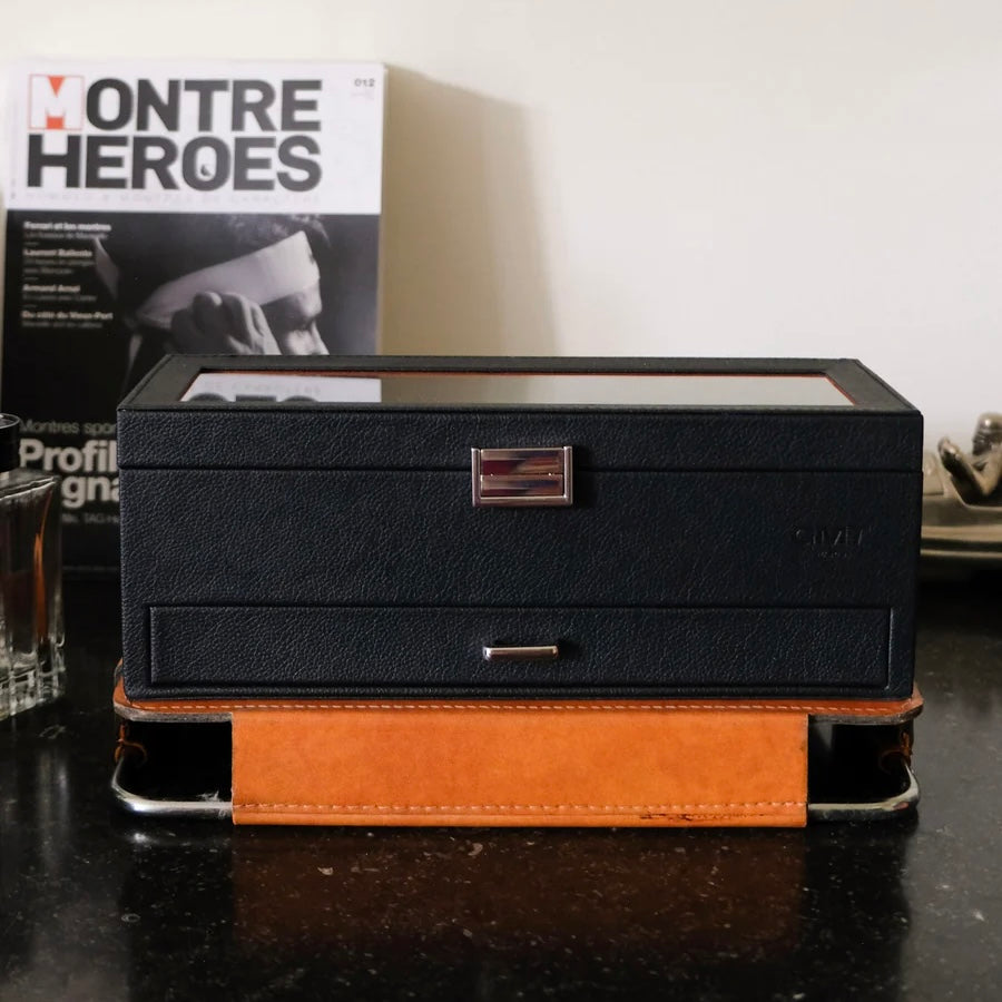 Boîte à montres Jean 5 emplacements + tiroir