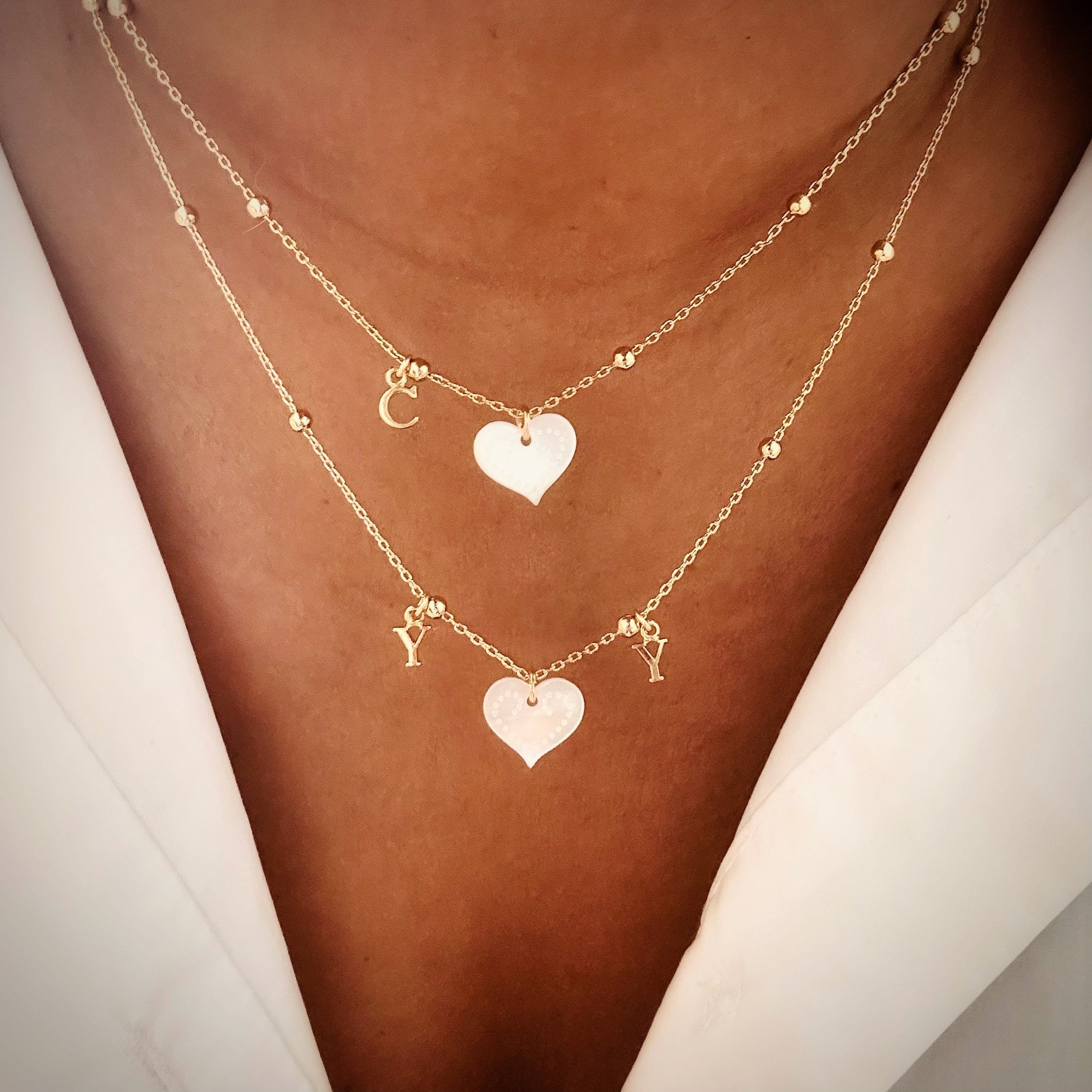 Bijoux Harmonie d’initiales à personnaliser doré à l’or fin - collier ou bracelet