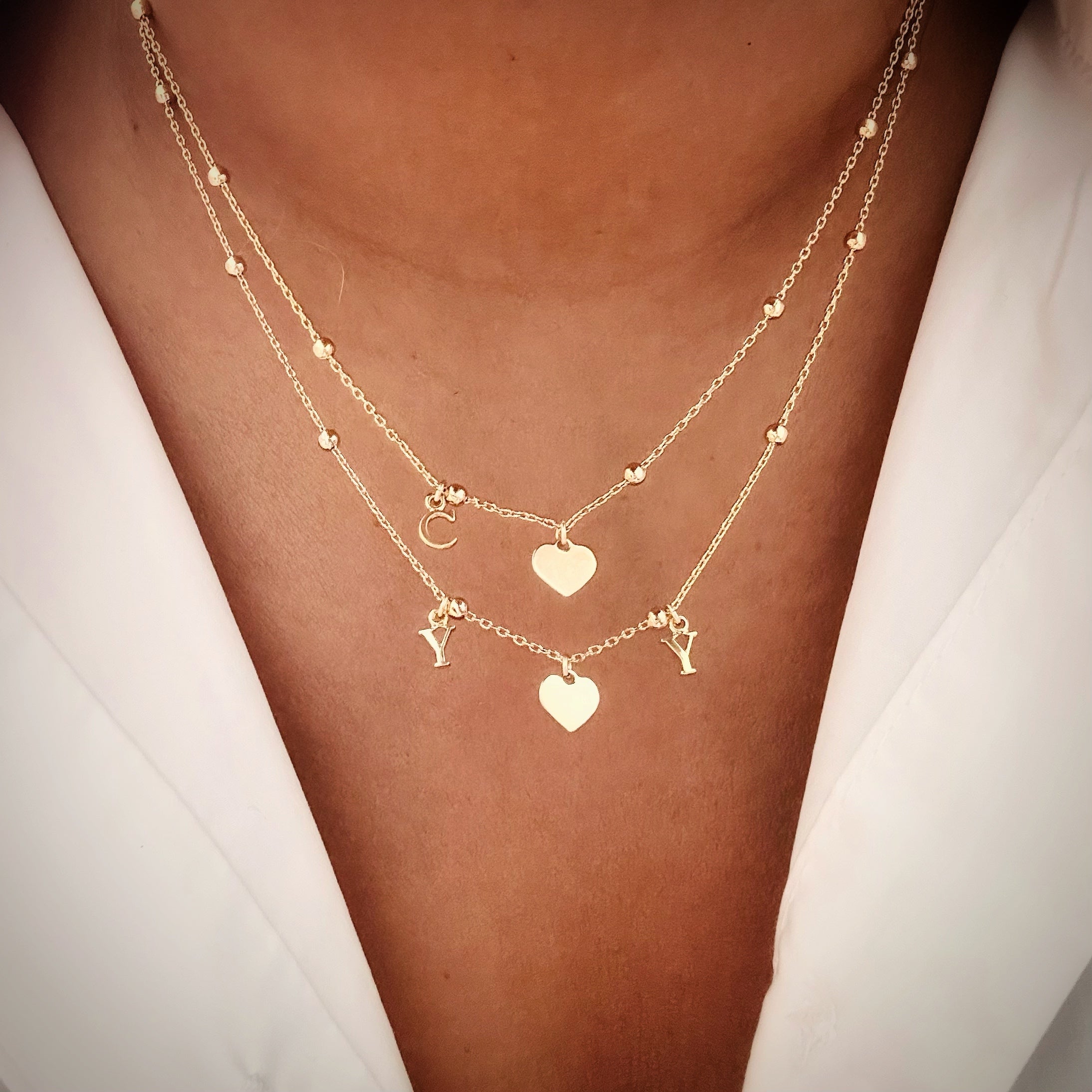 Bijoux Harmonie d’initiales à personnaliser doré à l’or fin - collier ou bracelet