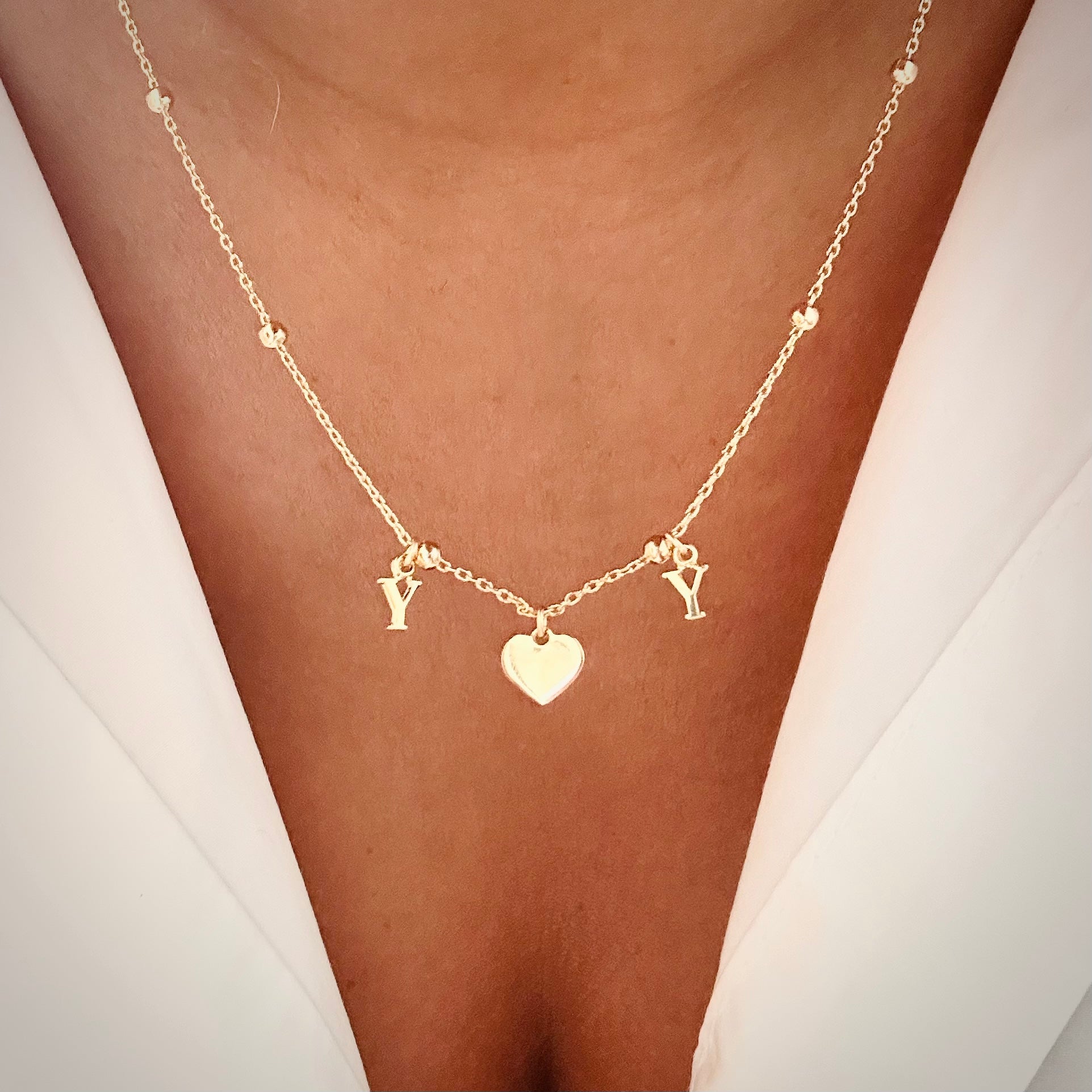 Bijoux Harmonie d’initiales à personnaliser doré à l’or fin - collier ou bracelet