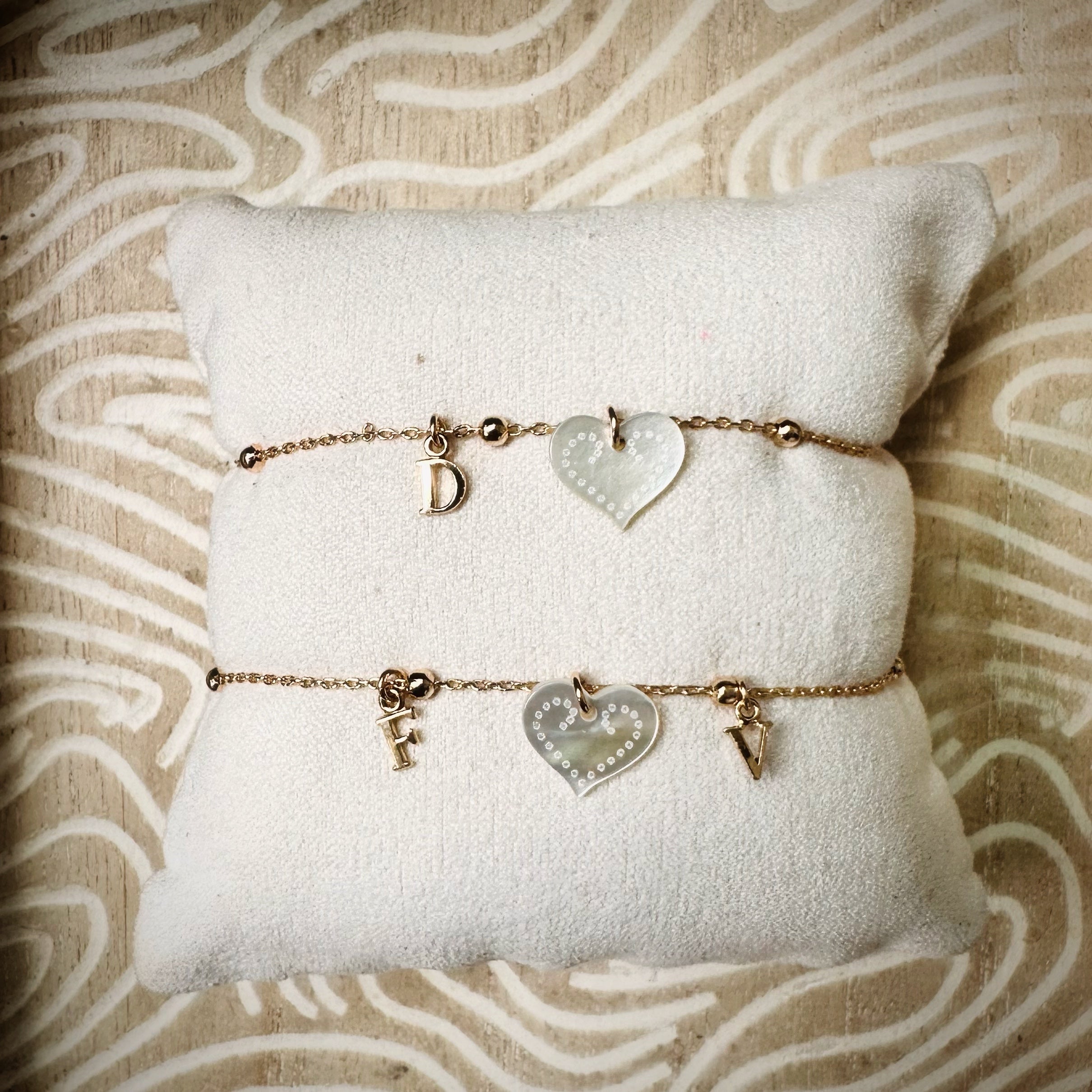 Bijoux Harmonie d’initiales à personnaliser doré à l’or fin - collier ou bracelet