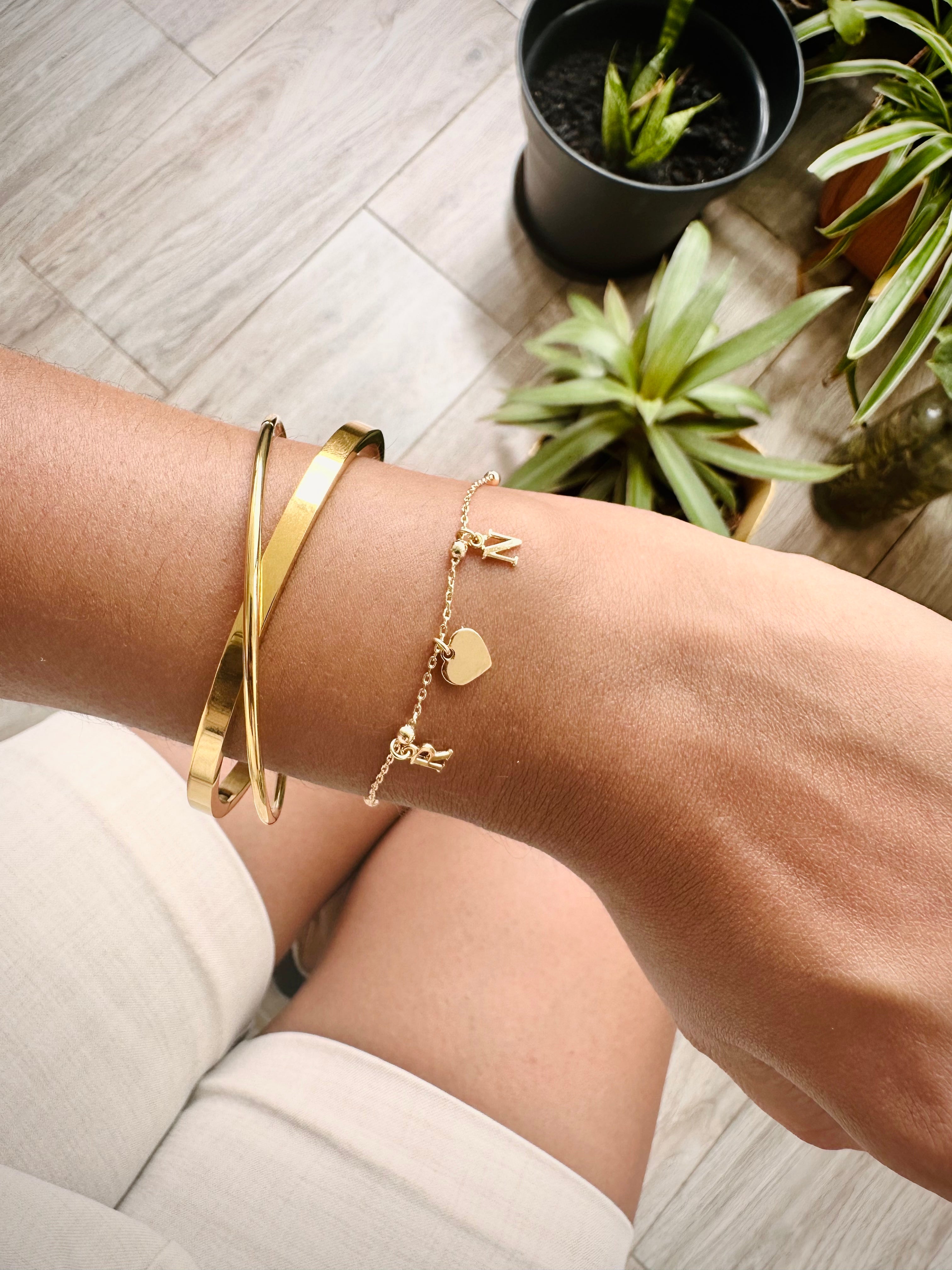 Bijoux Eternité d’Initiales à personnaliser en plaqué or 3 microns - collier ou bracelet