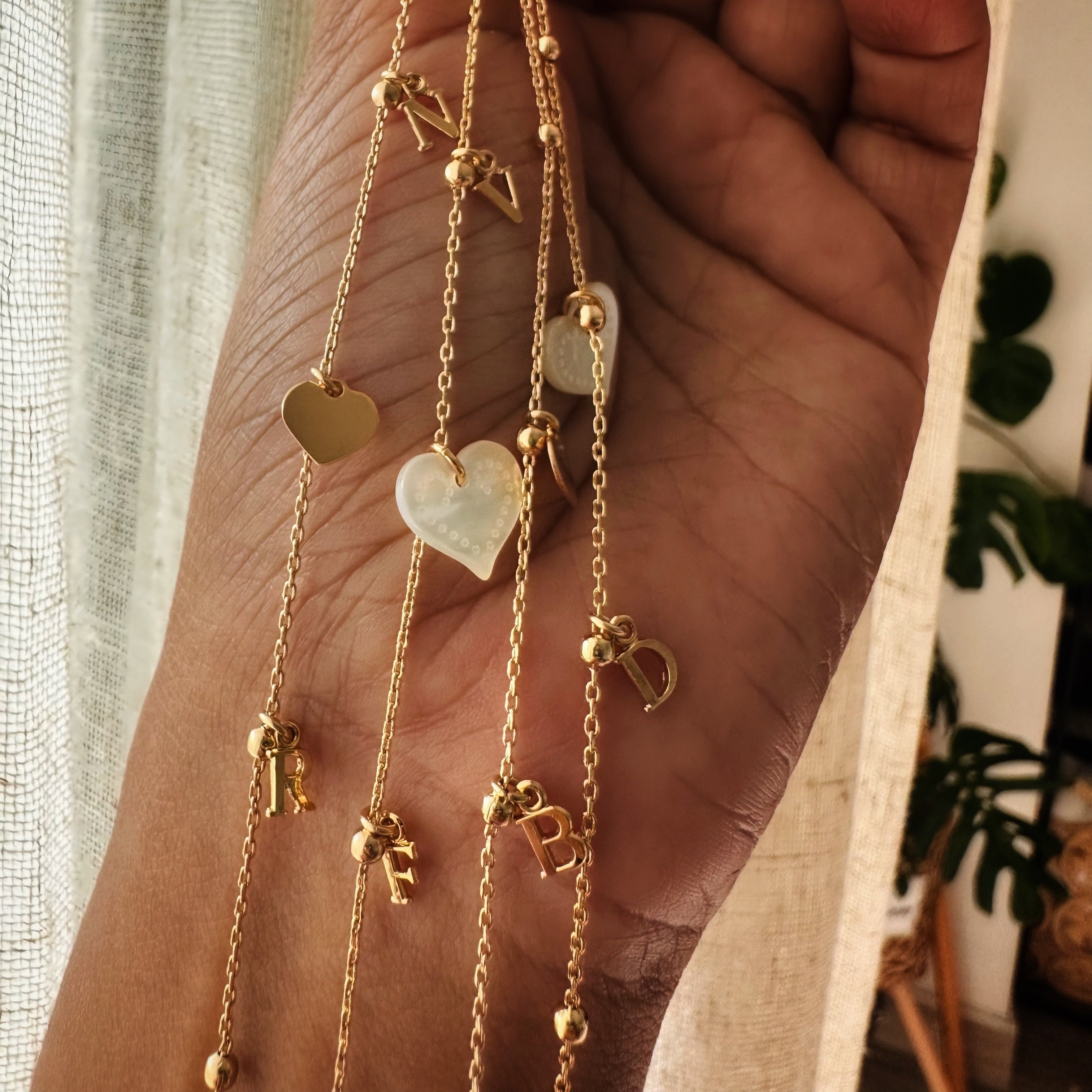 Bijoux Harmonie d’initiales à personnaliser doré à l’or fin - collier ou bracelet